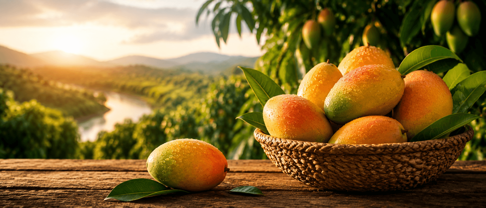 A mature mango orchard at harvest